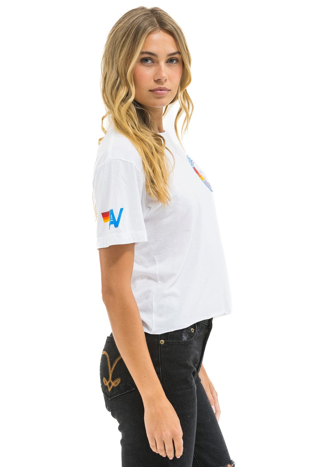 Retro NY YANKEES AVIATOR NATION BOYFRIEND TEE - WHITE