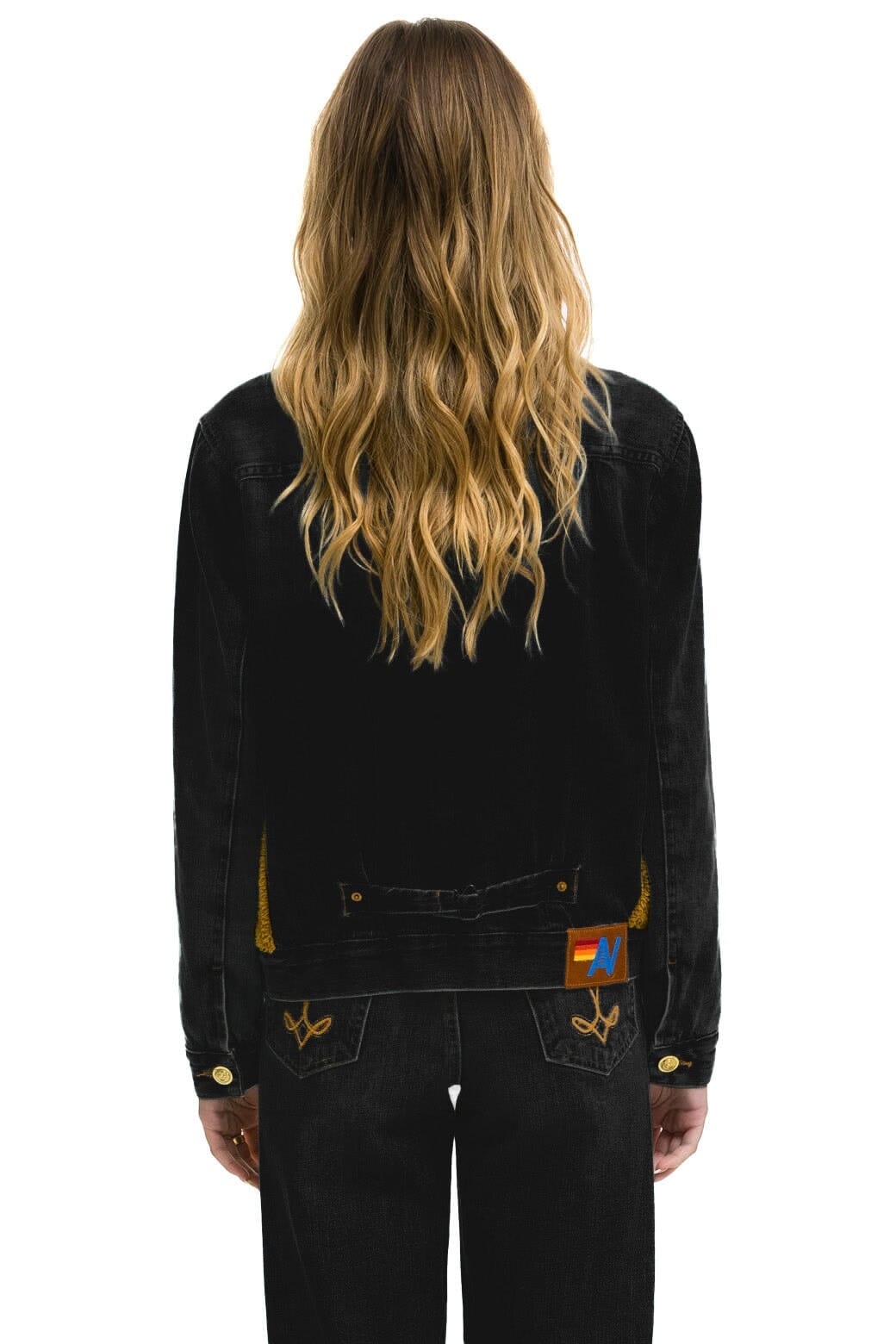 Retro ASPEN SHERPA UNISEX DENIM JACKET - BLACK HONEY