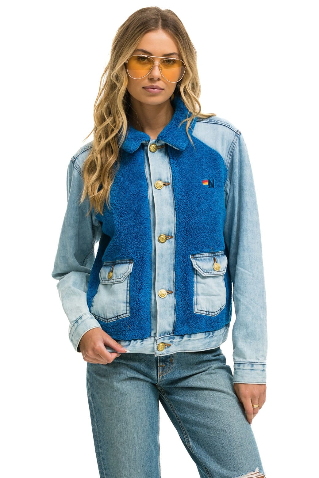Retro ASPEN SHERPA UNISEX DENIM JACKET - SUPER LIGHT BLUE