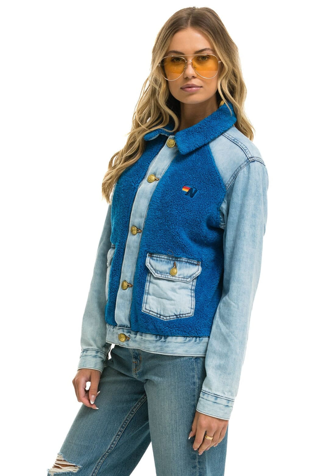 Retro ASPEN SHERPA UNISEX DENIM JACKET - SUPER LIGHT BLUE