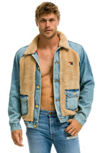 Retro ASPEN SHERPA UNISEX DENIM JACKET - VINTAGE WHEAT