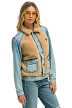 Retro ASPEN SHERPA UNISEX DENIM JACKET - VINTAGE WHEAT
