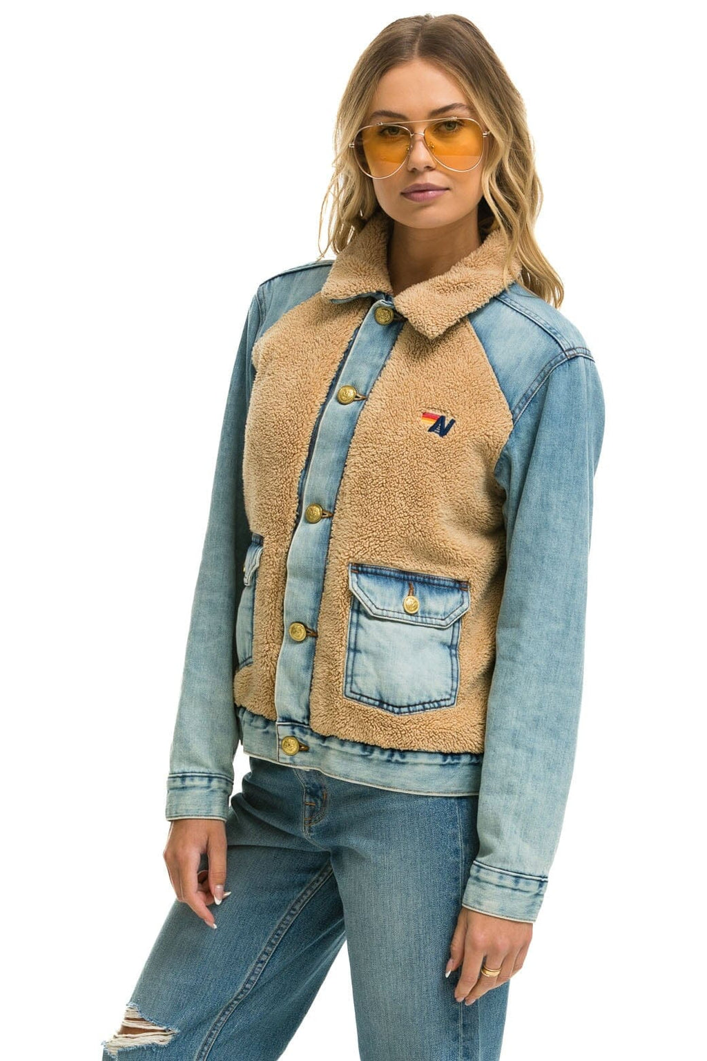 Retro ASPEN SHERPA UNISEX DENIM JACKET - VINTAGE WHEAT