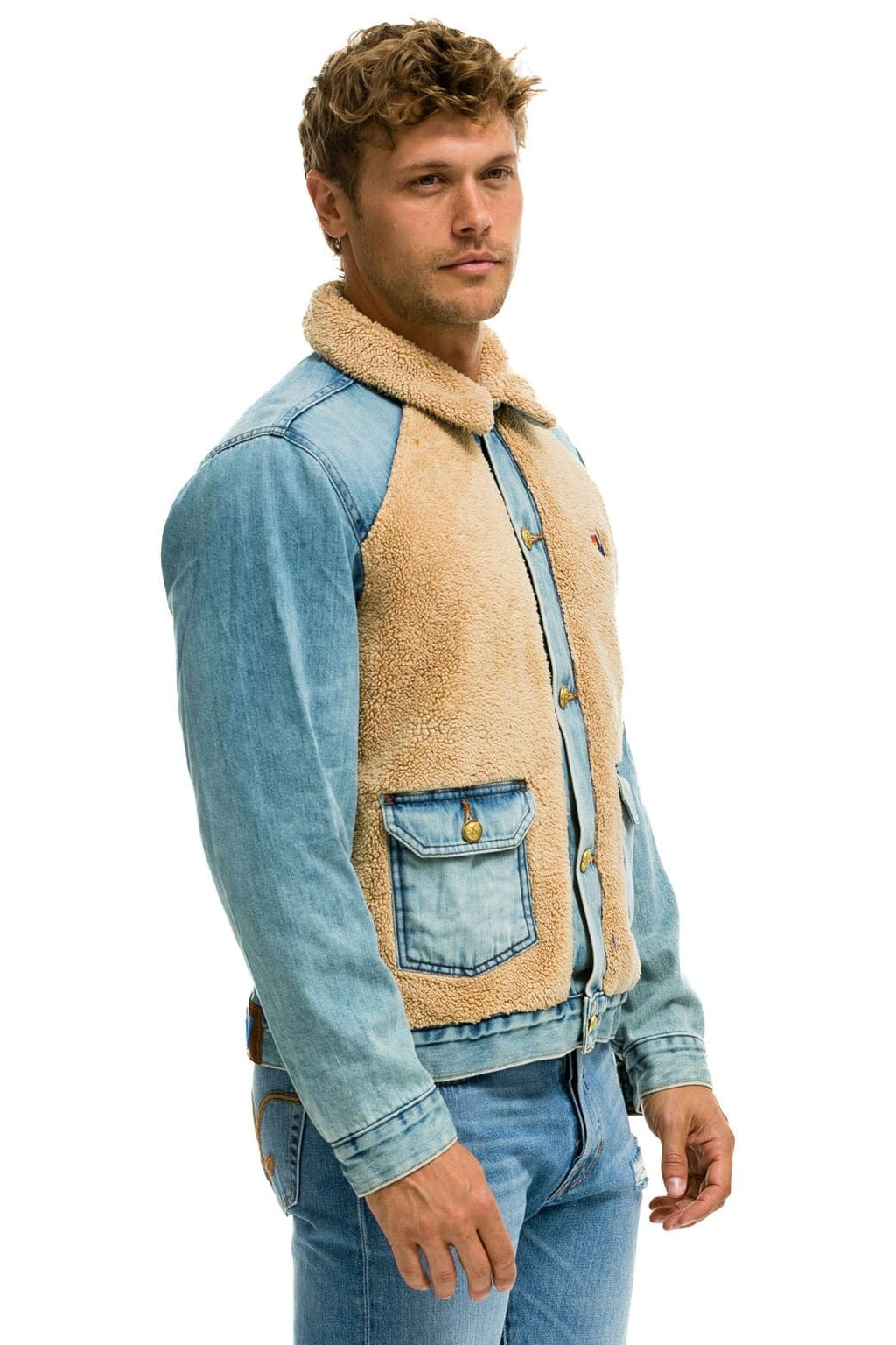 Retro ASPEN SHERPA UNISEX DENIM JACKET - VINTAGE WHEAT