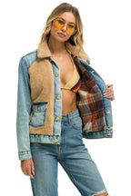 Retro ASPEN SHERPA UNISEX DENIM JACKET - VINTAGE WHEAT