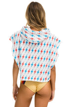 Retro AVIATOR BOLT SLEEVELESS RELAXED CROPPED PULLOVER HOODIE - WHITE USA