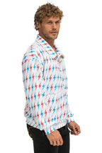 Retro AVIATOR BOLT W BOLT EMBROIDERY FLEECE HALF ZIP SWEATSHIRT - WHITE USA