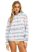 Retro AVIATOR BOLT W BOLT EMBROIDERY RELAXED PULLOVER HOODIE - WHITE USA