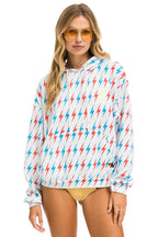 Retro AVIATOR BOLT W BOLT EMBROIDERY RELAXED PULLOVER HOODIE - WHITE USA