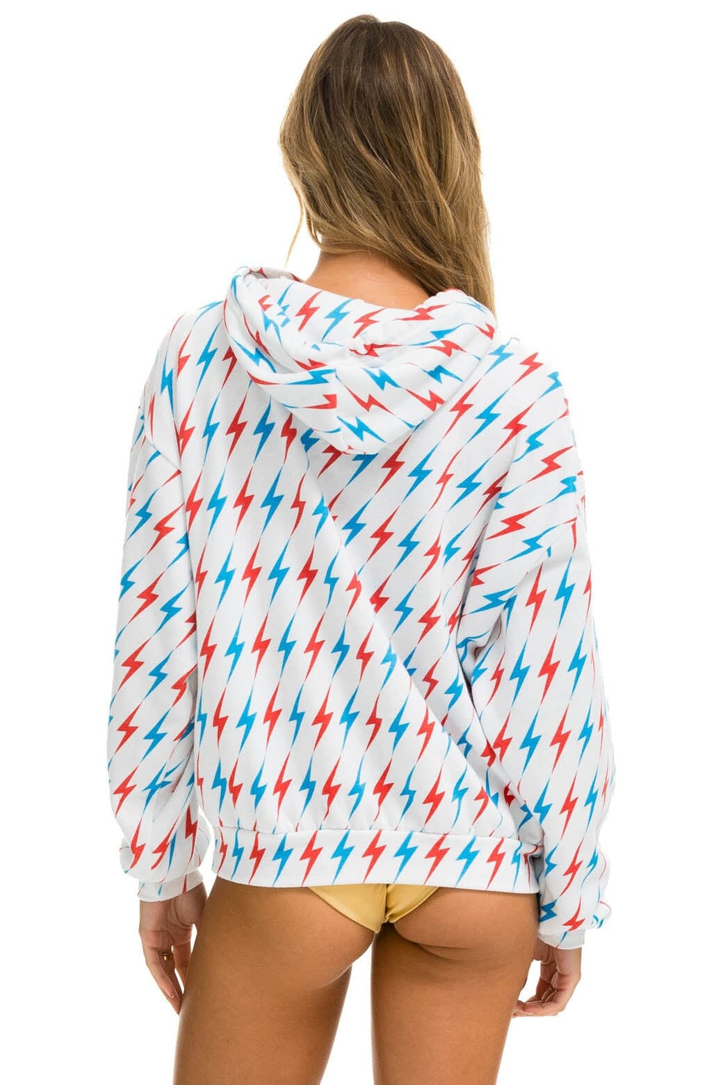 Retro AVIATOR BOLT W BOLT EMBROIDERY RELAXED PULLOVER HOODIE - WHITE USA
