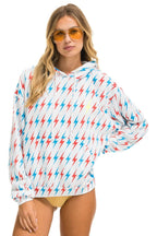 Retro AVIATOR BOLT W BOLT EMBROIDERY RELAXED PULLOVER HOODIE - WHITE USA