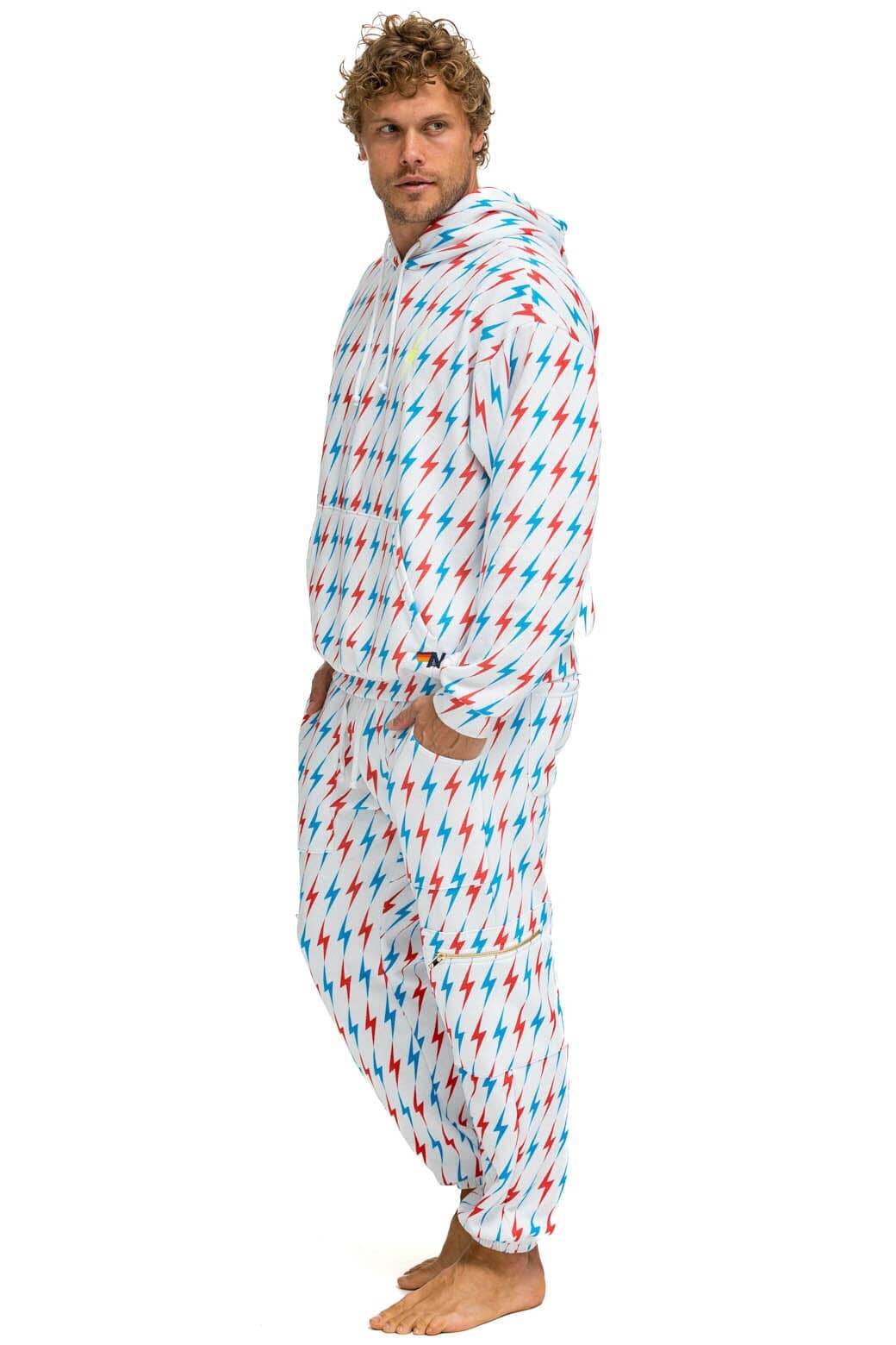 Retro AVIATOR BOLT EMBROIDERY SWEATPANTS - WHITE USA