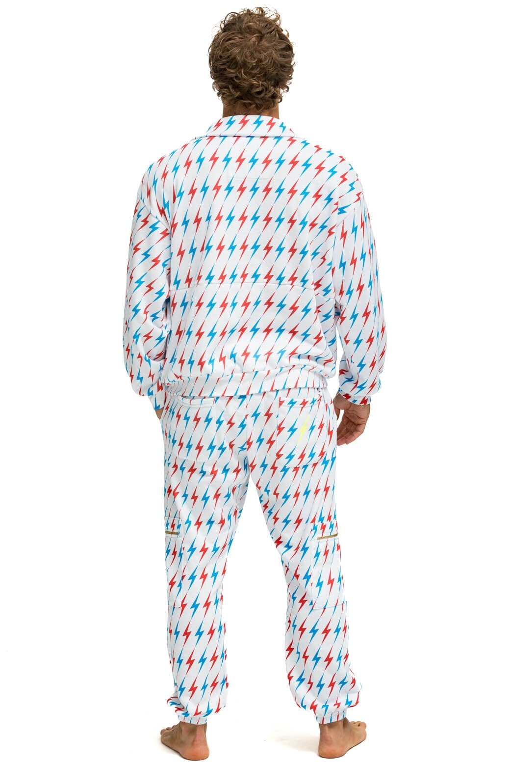 Retro AVIATOR BOLT EMBROIDERY SWEATPANTS - WHITE USA