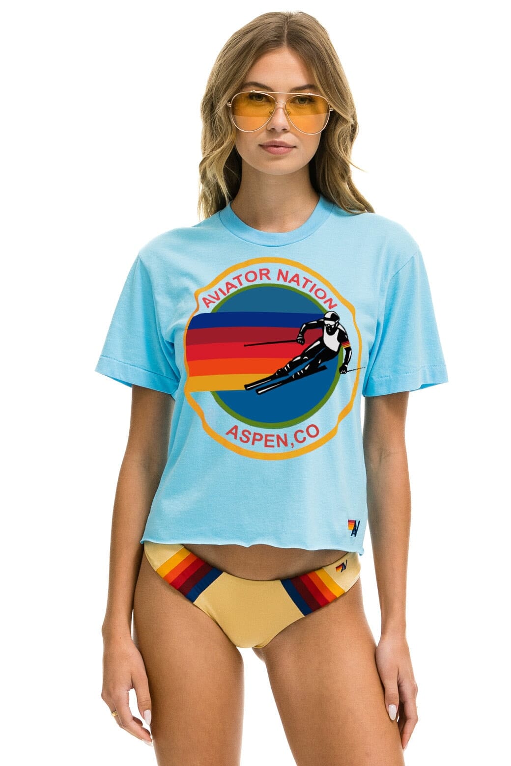 Retro AVIATOR NATION ASPEN BOYFRIEND TEE - SKY