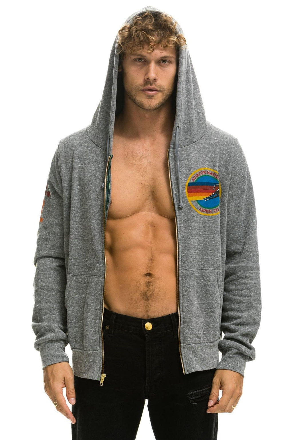 Retro AVIATOR NATION ASPEN HOODIE - HEATHER GREY