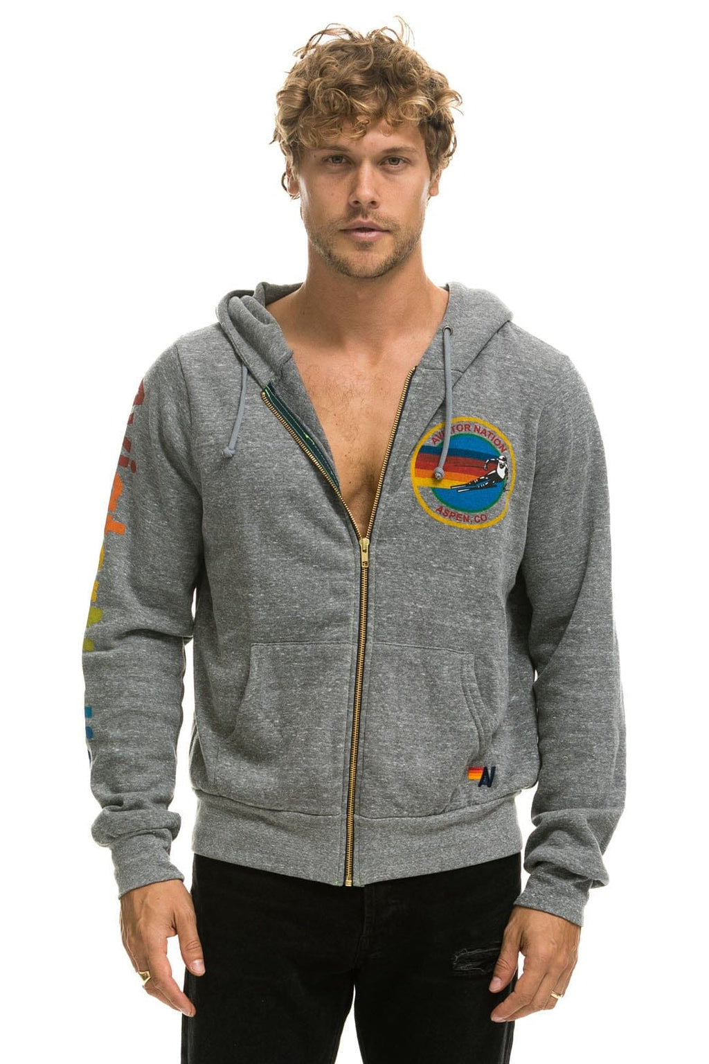 Retro AVIATOR NATION ASPEN HOODIE - HEATHER GREY