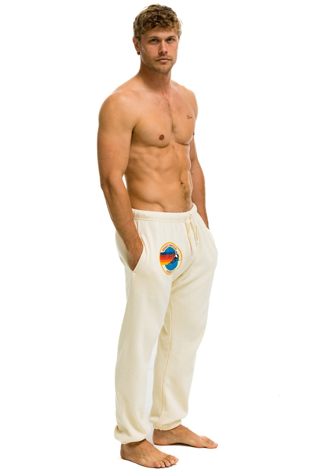 Retro AVIATOR NATION ASPEN SWEATPANTS - VINTAGE WHITE