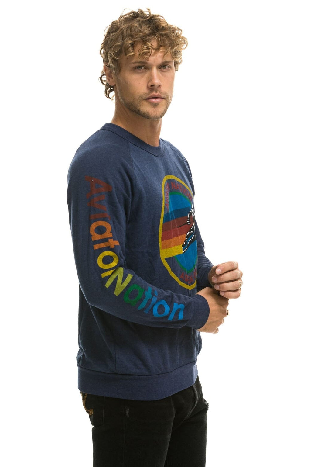 Retro AVIATOR NATION ASPEN CREW SWEATSHIRT - NAVY