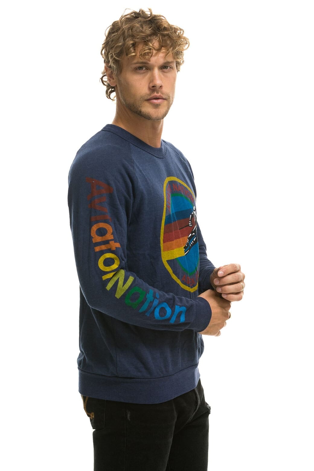 Retro AVIATOR NATION ASPEN CREW SWEATSHIRT - NAVY