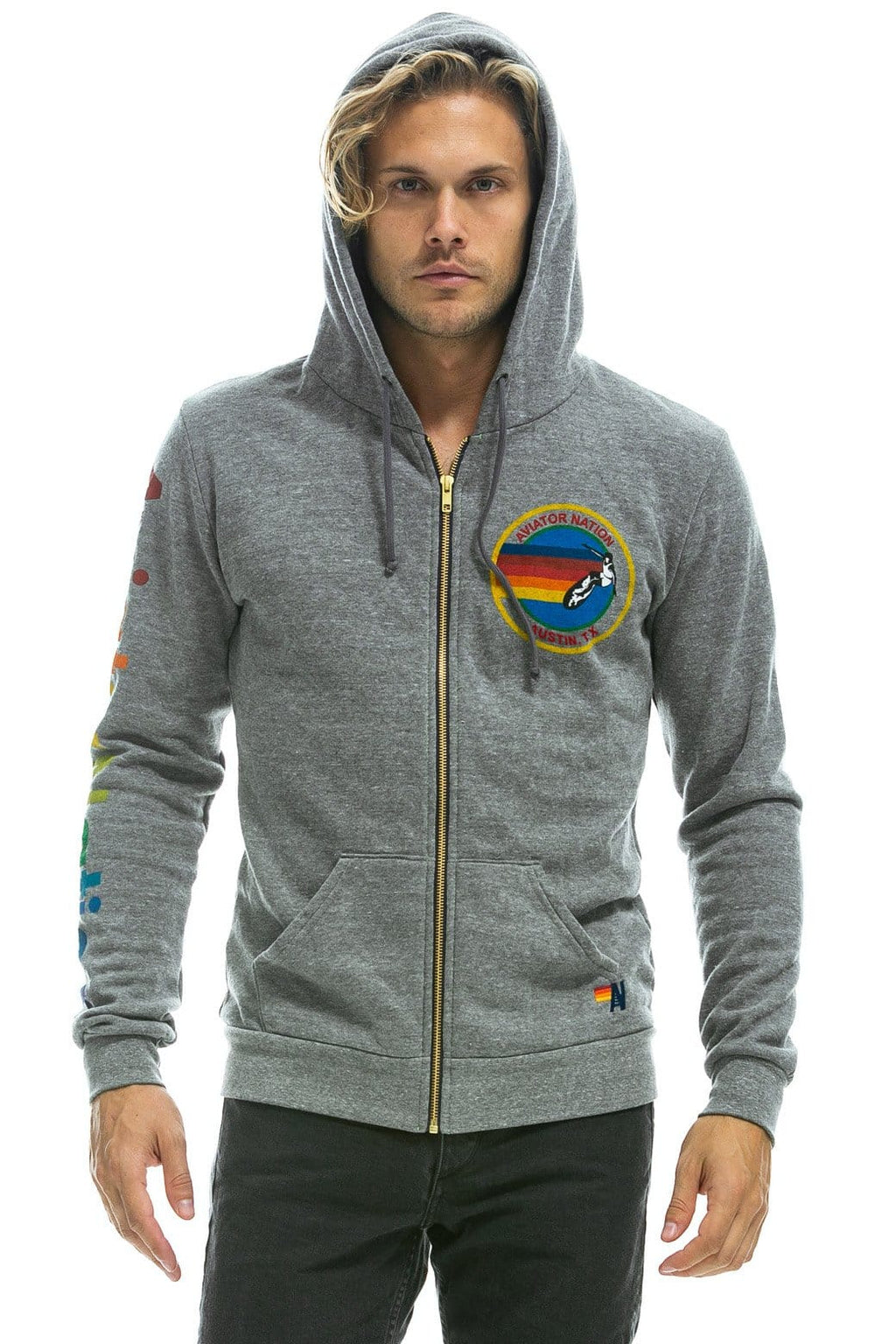 Retro AVIATOR NATION AUSTIN HOODIE - HEATHER GREY