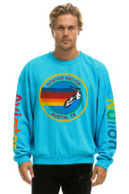 Retro AVIATOR NATION AUSTIN RELAXED CREW SWEATSHIRT - NEON BLUE