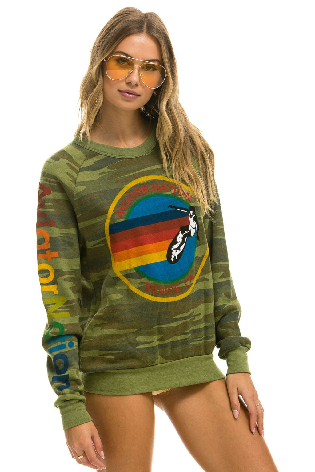 Retro AVIATOR NATION VENICE CREW SWEATSHIRT - CAMO