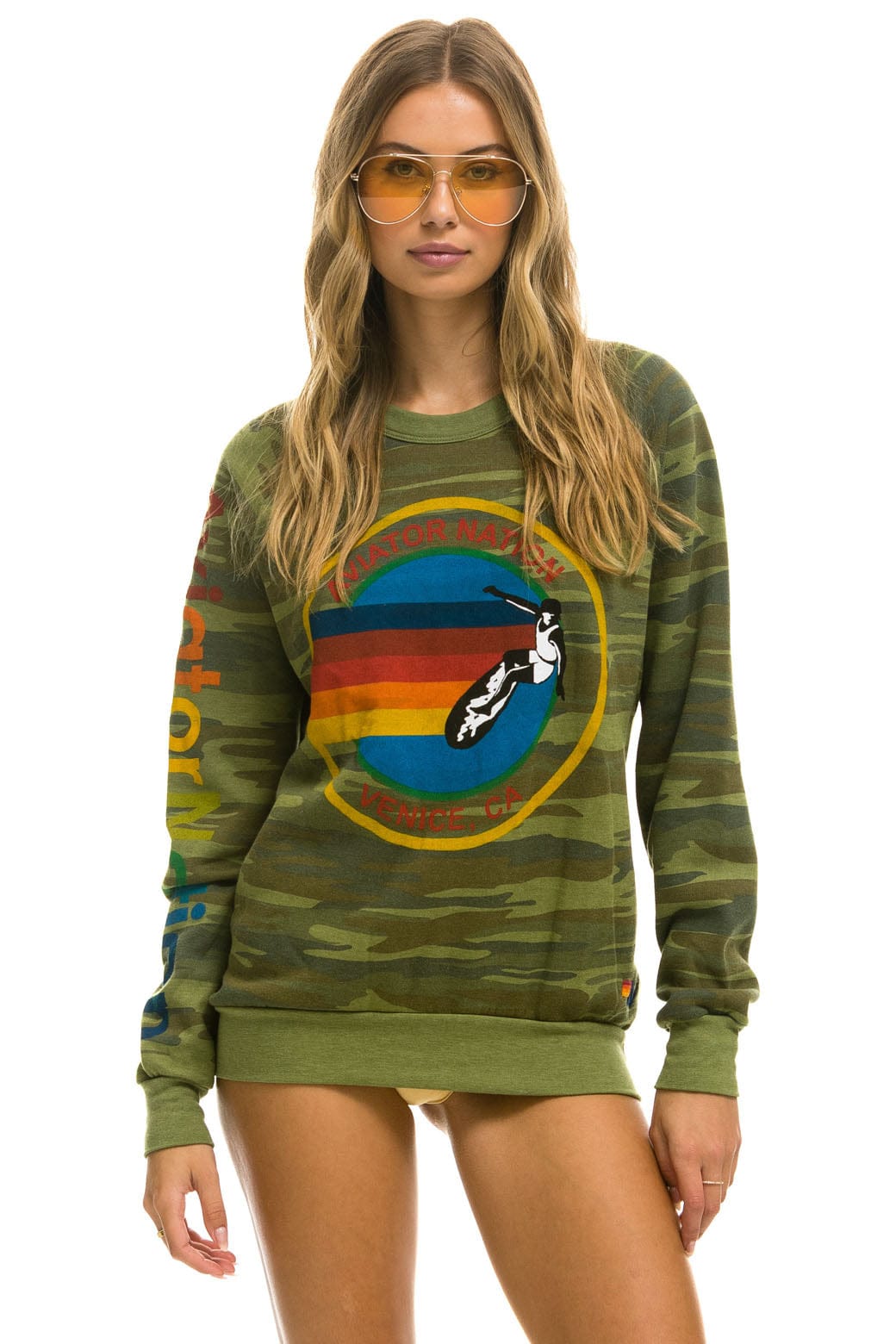 Retro AVIATOR NATION VENICE CREW SWEATSHIRT - CAMO