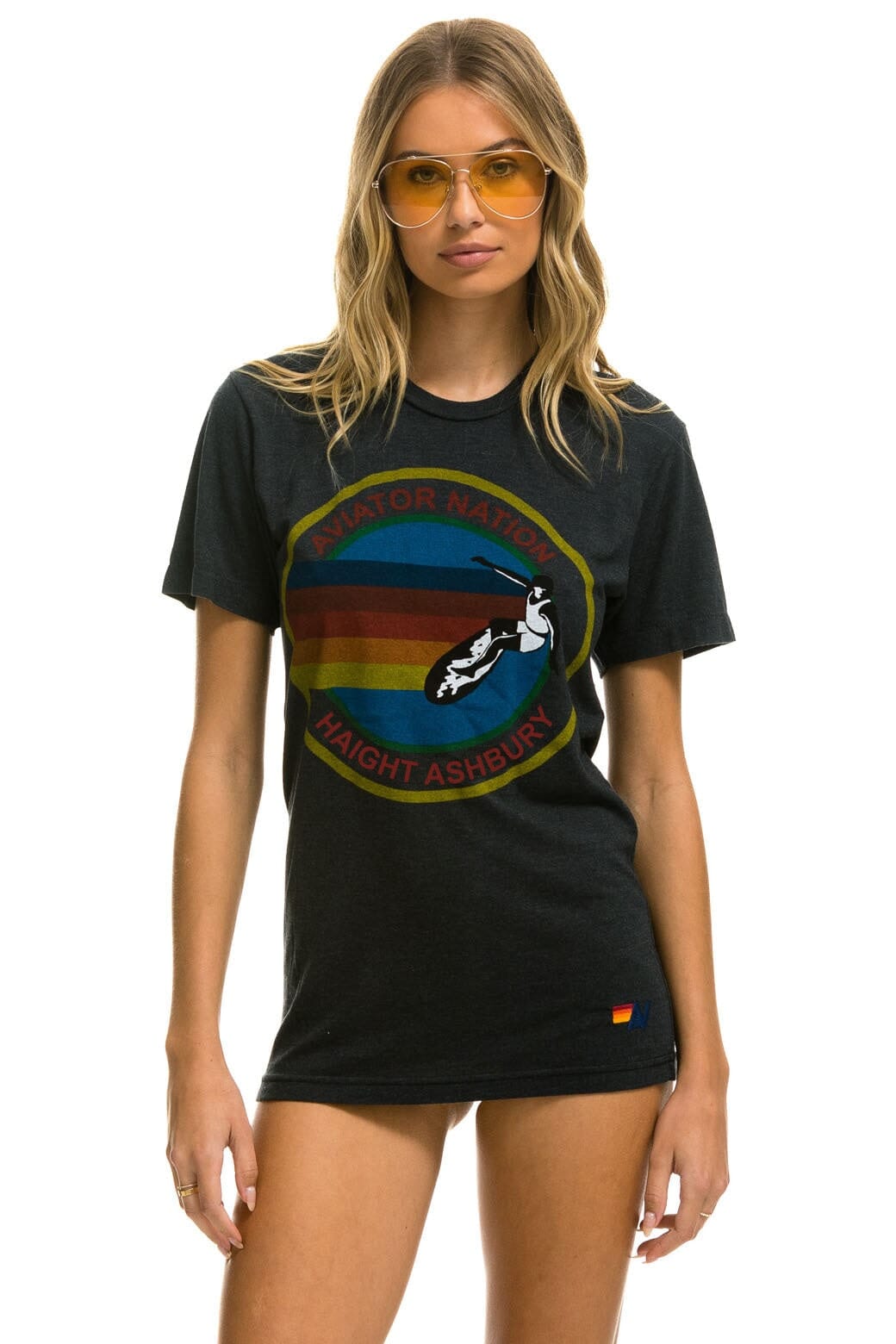 Retro AVIATOR NATION HAIGHT ASHBURY TEE - CHARCOAL