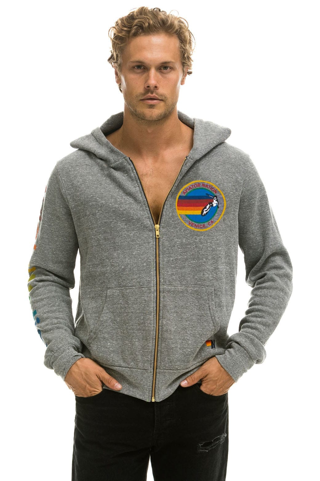 Retro AVIATOR NATION VENICE HOODIE - HEATHER GREY
