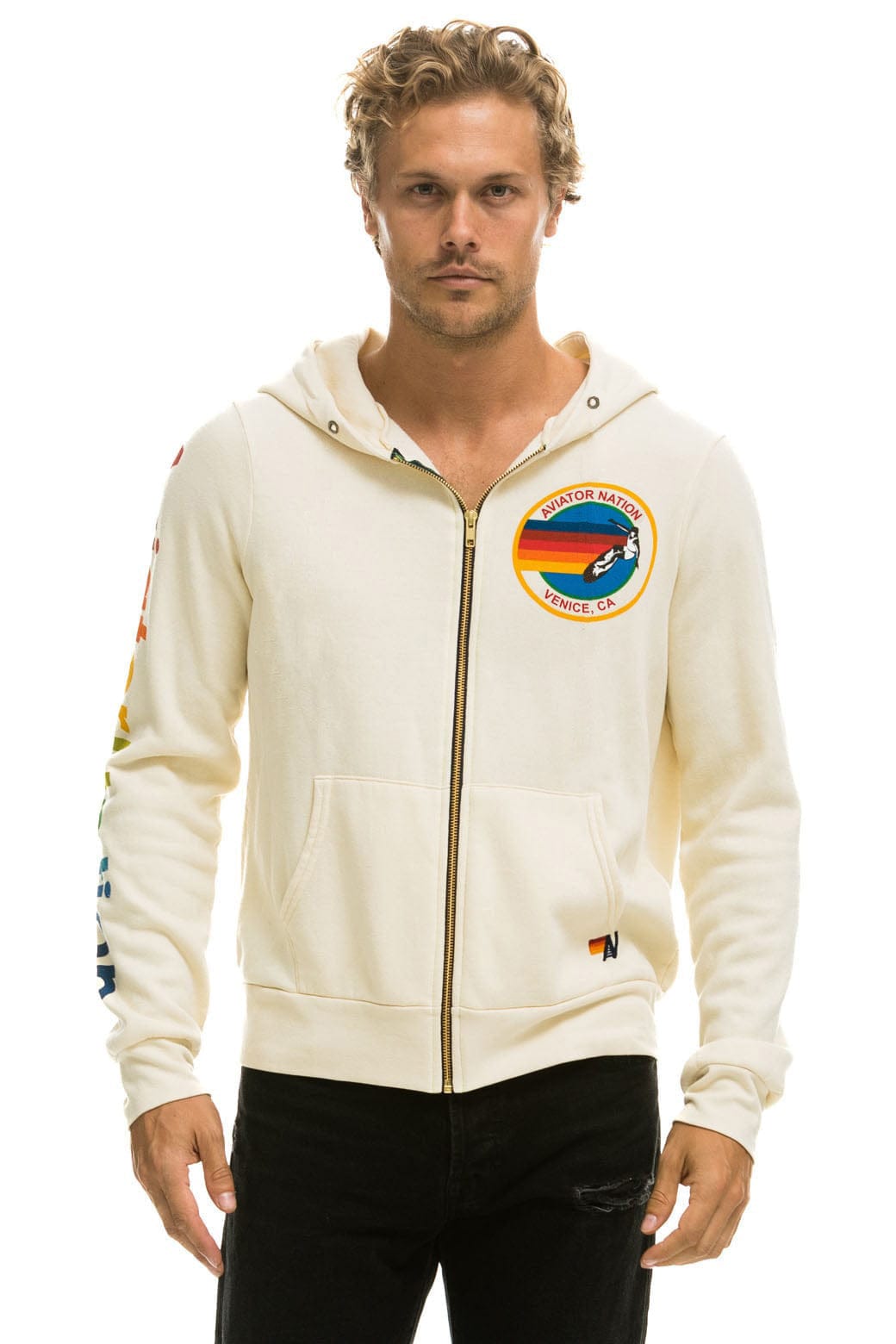 Retro AVIATOR NATION VENICE HOODIE - VINTAGE WHITE