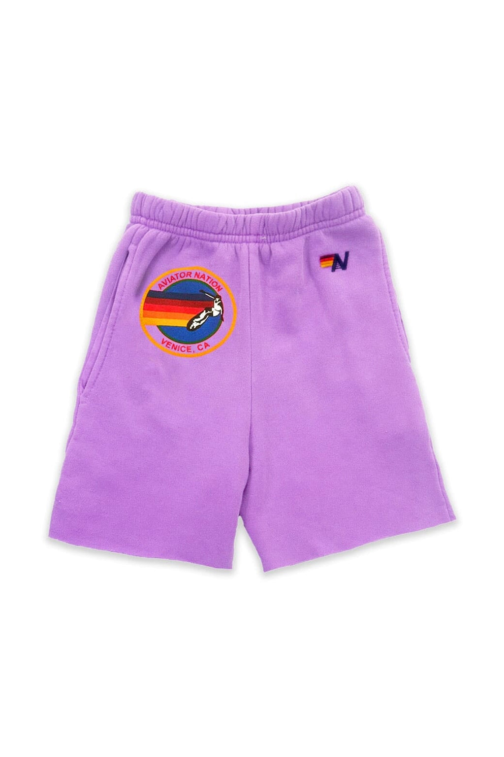 Retro AVIATOR NATION VENICE KIDS SWEATSHORTS - NEON PURPLE