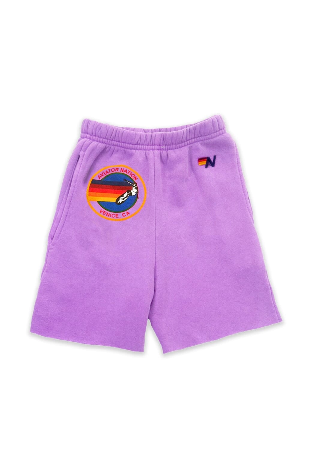 Retro AVIATOR NATION VENICE KIDS SWEATSHORTS - NEON PURPLE