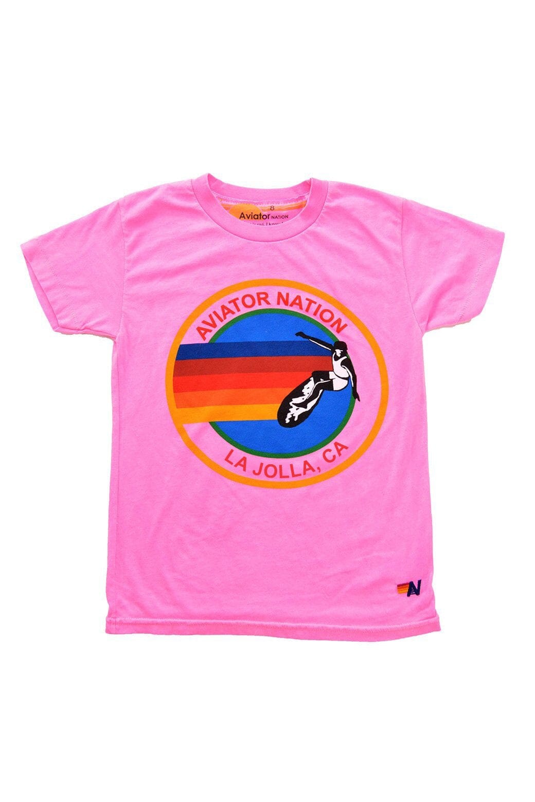 Retro AVIATOR NATION LA JOLLA KIDS TEE - NEON PINK