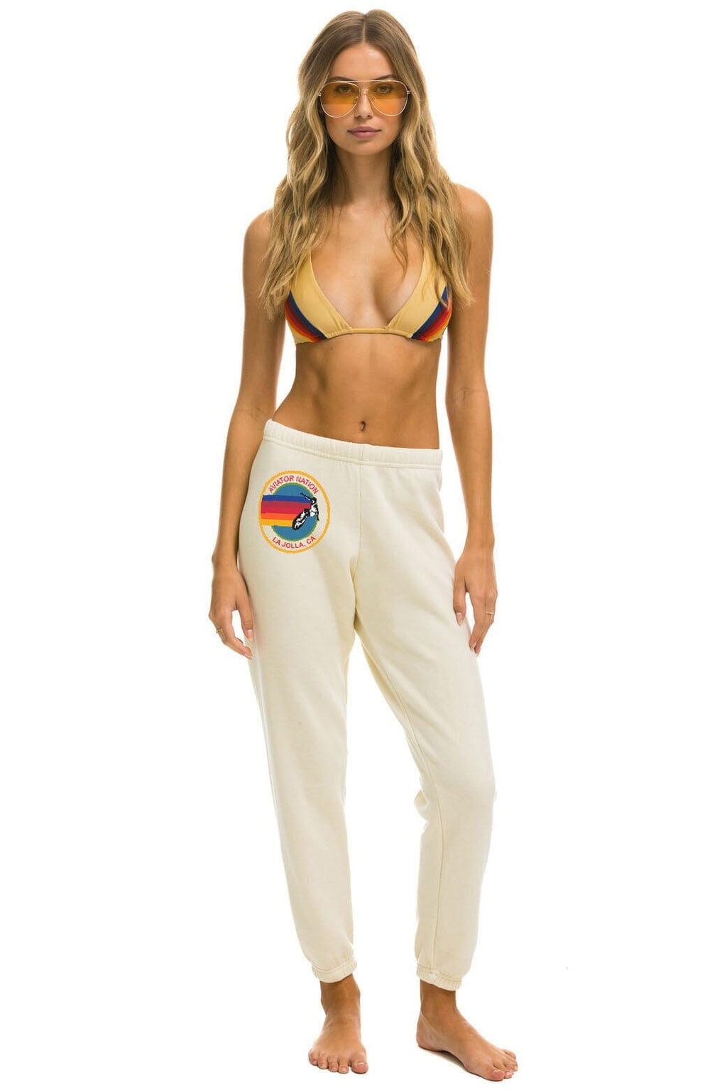 Retro AVIATOR NATION LA JOLLA SWEATPANTS - VINTAGE WHITE