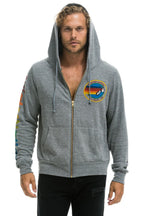 Retro AVIATOR NATION LA JOLLA ZIP HOODIE - HEATHER GREY