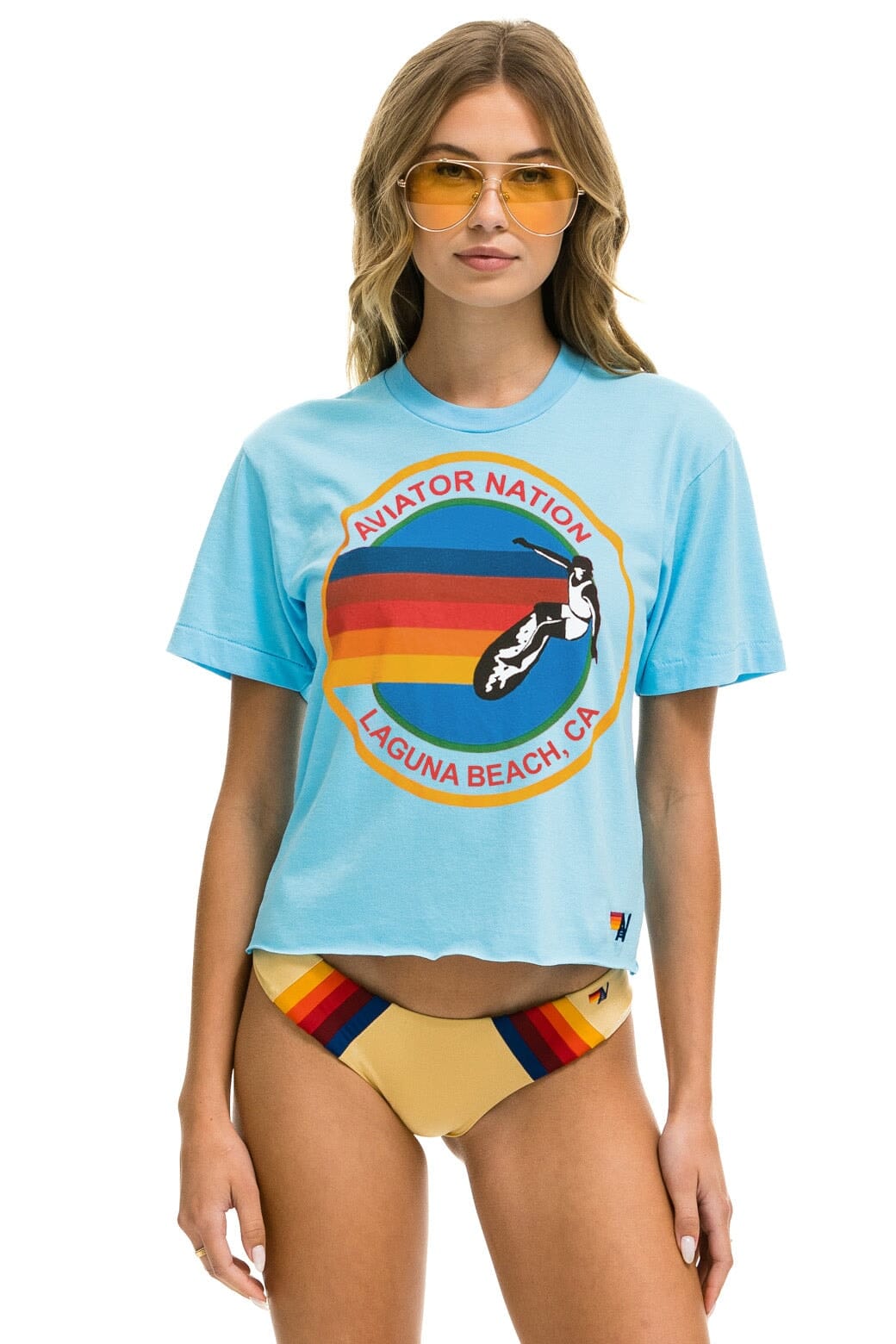 Retro AVIATOR NATION LAGUNA BEACH BOYFRIEND TEE - SKY