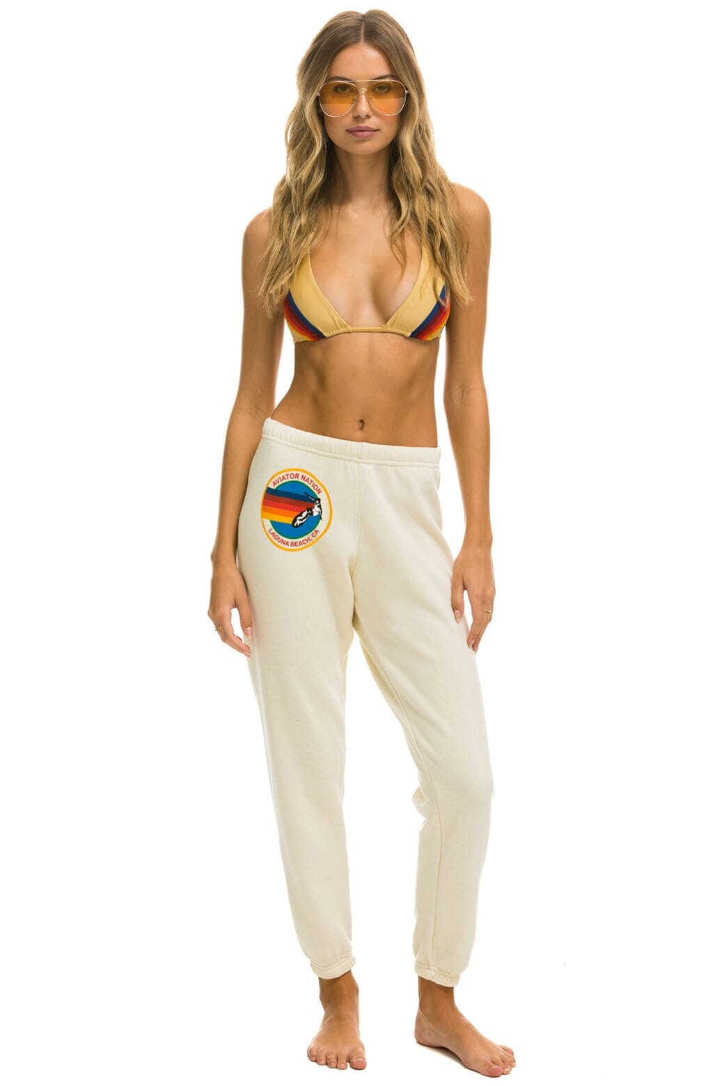 Retro AVIATOR NATION LAGUNA BEACH SWEATPANTS - VINTAGE WHITE