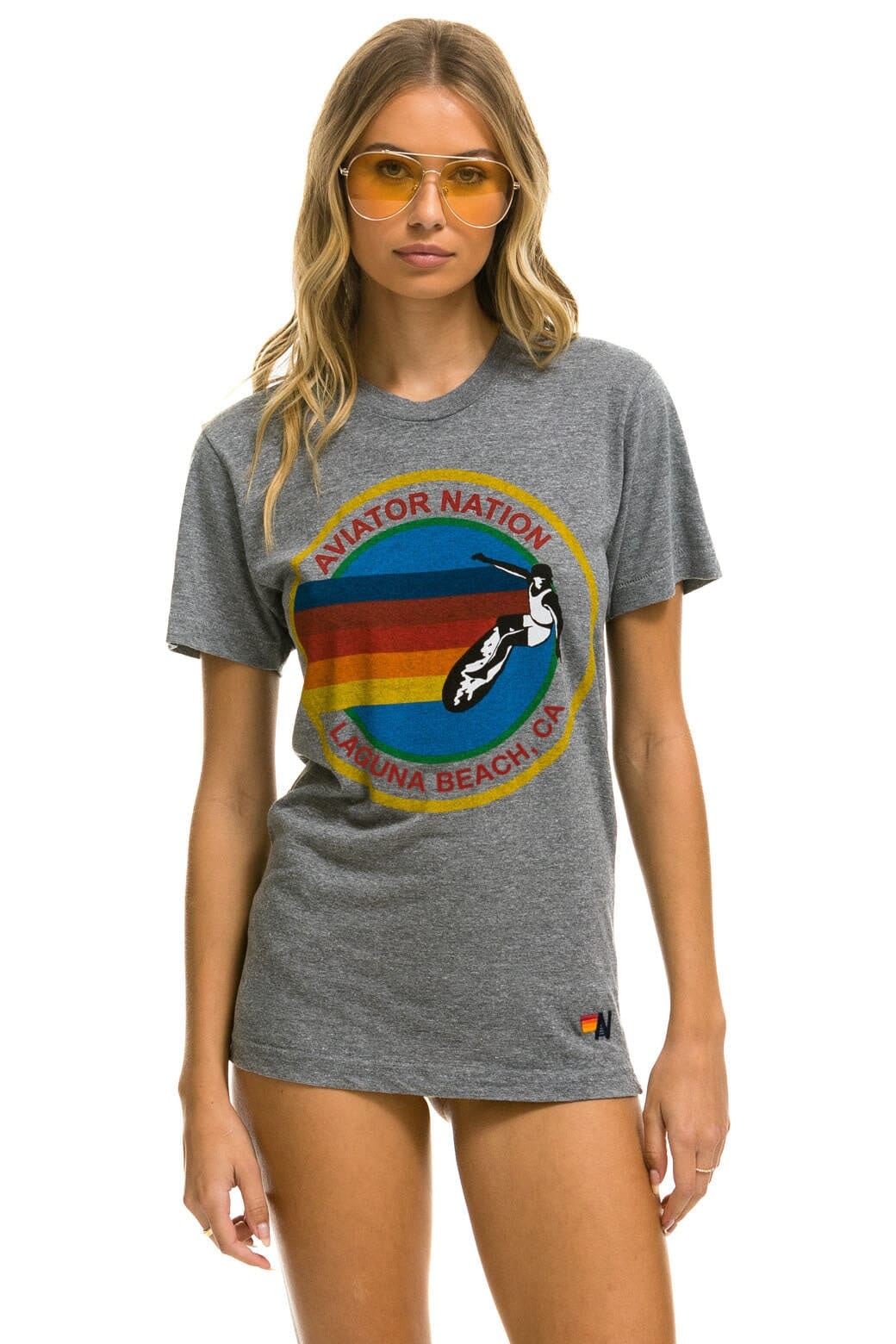 Retro AVIATOR NATION LAGUNA BEACH TEE - HEATHER GREY
