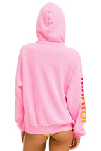 Retro AVIATOR NATION MALIBU RELAXED PULLOVER HOODIE - NEON PINK
