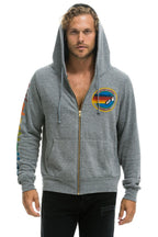 Retro AVIATOR NATION MALIBU ZIP HOODIE - HEATHER GREY