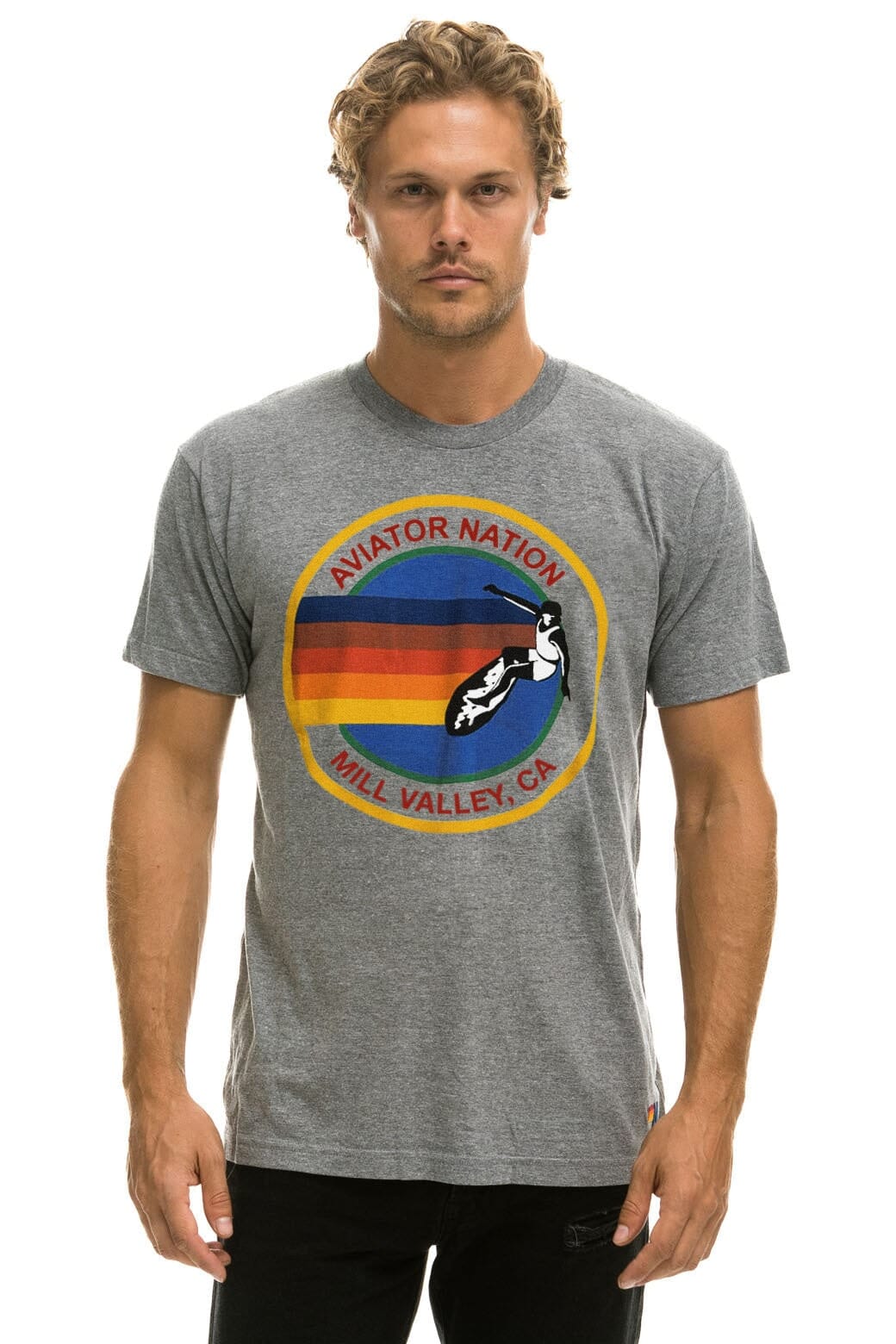 Retro AVIATOR NATION MILL VALLEY TEE - HEATHER GREY