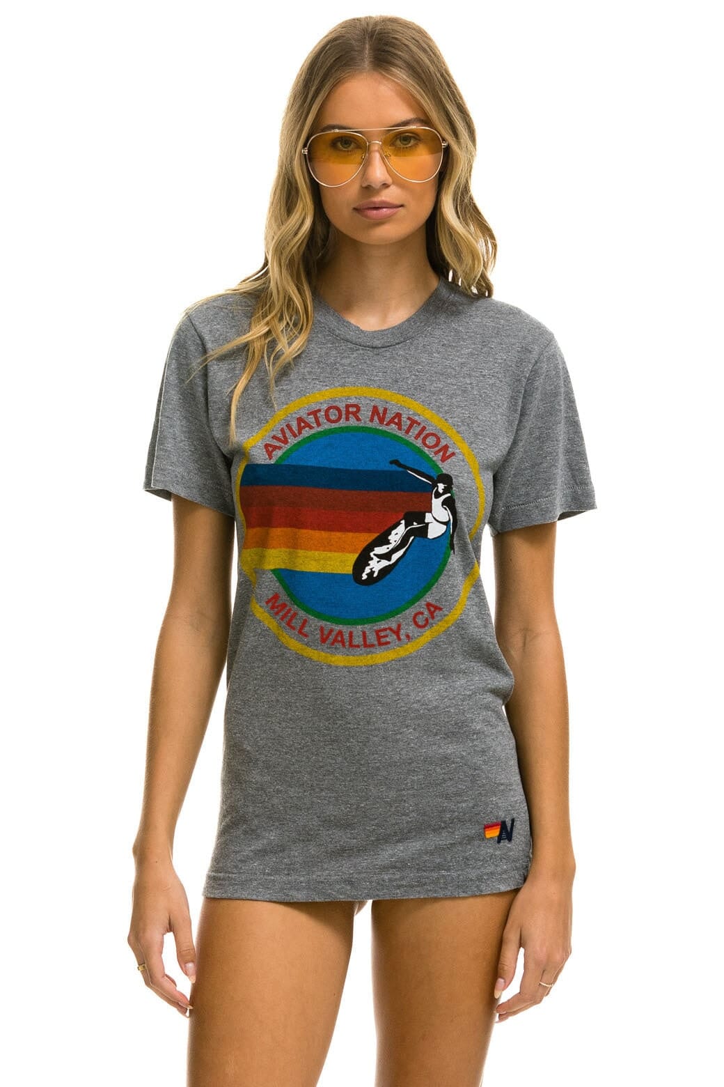 Retro AVIATOR NATION MILL VALLEY TEE - HEATHER GREY