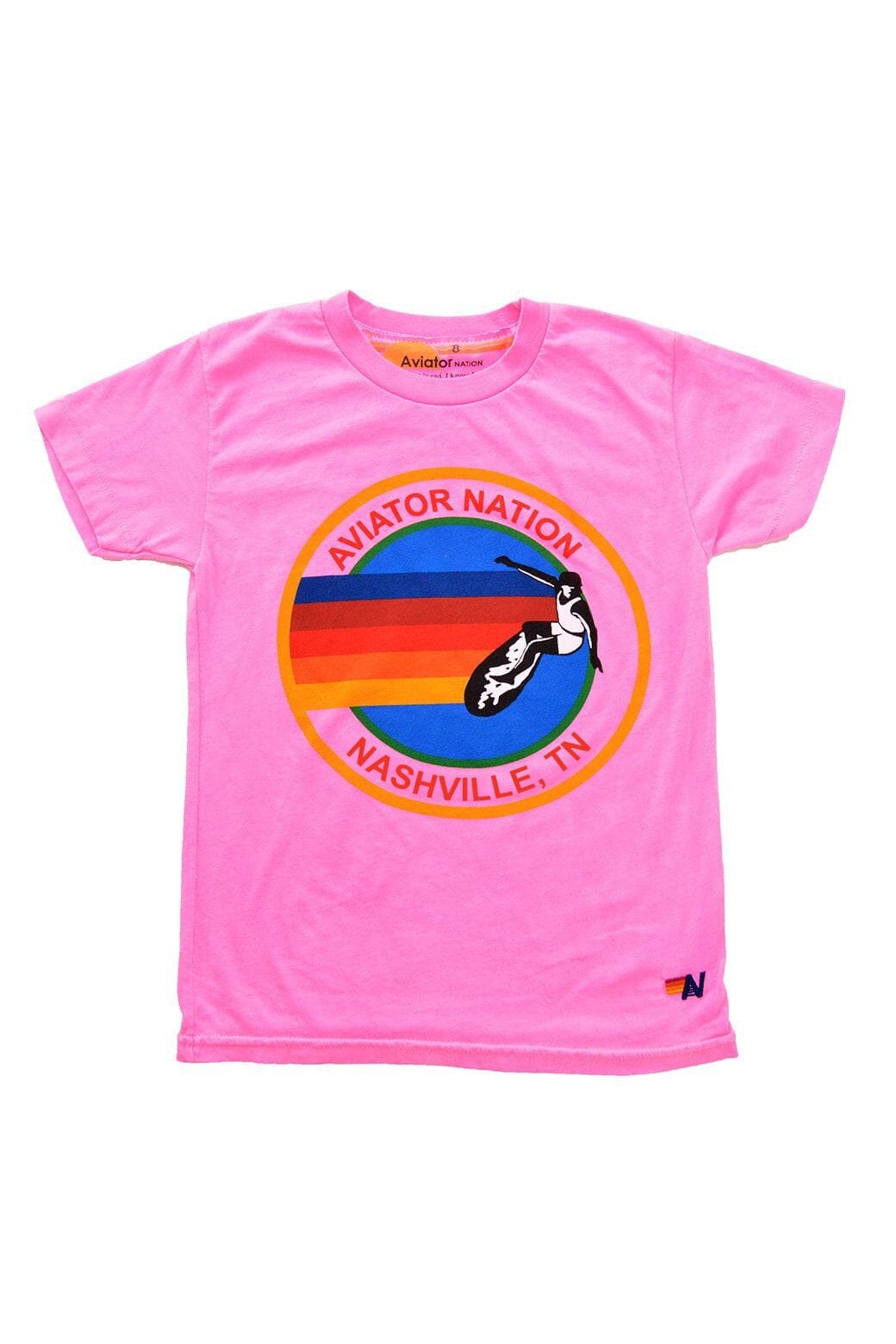 Retro KIDS AVIATOR NATION NASHVILLE TEE - NEON PINK
