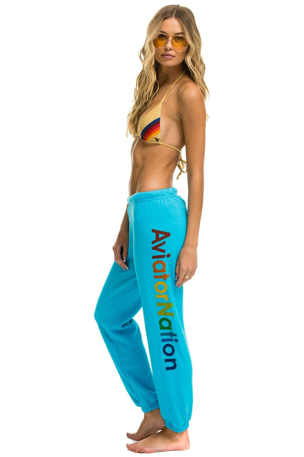 Retro AVIATOR NATION NEW YORK CITY SWEATPANTS - NEON BLUE