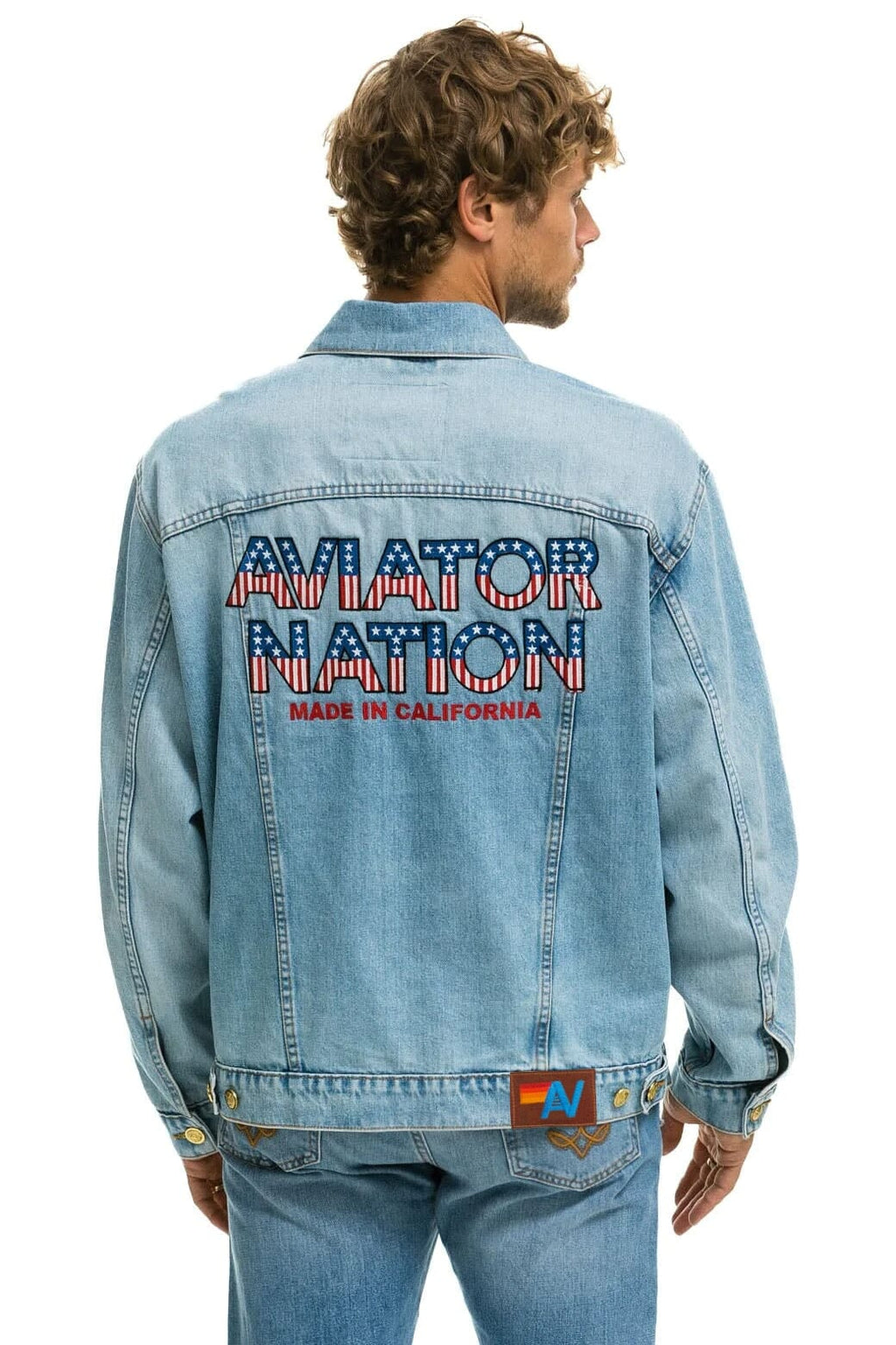 Retro AVIATOR NATION OVERSIZED CONCERT DENIM JACKET - SUPER LIGHT