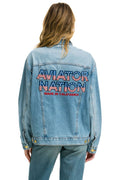 Retro AVIATOR NATION OVERSIZED CONCERT DENIM JACKET - SUPER LIGHT
