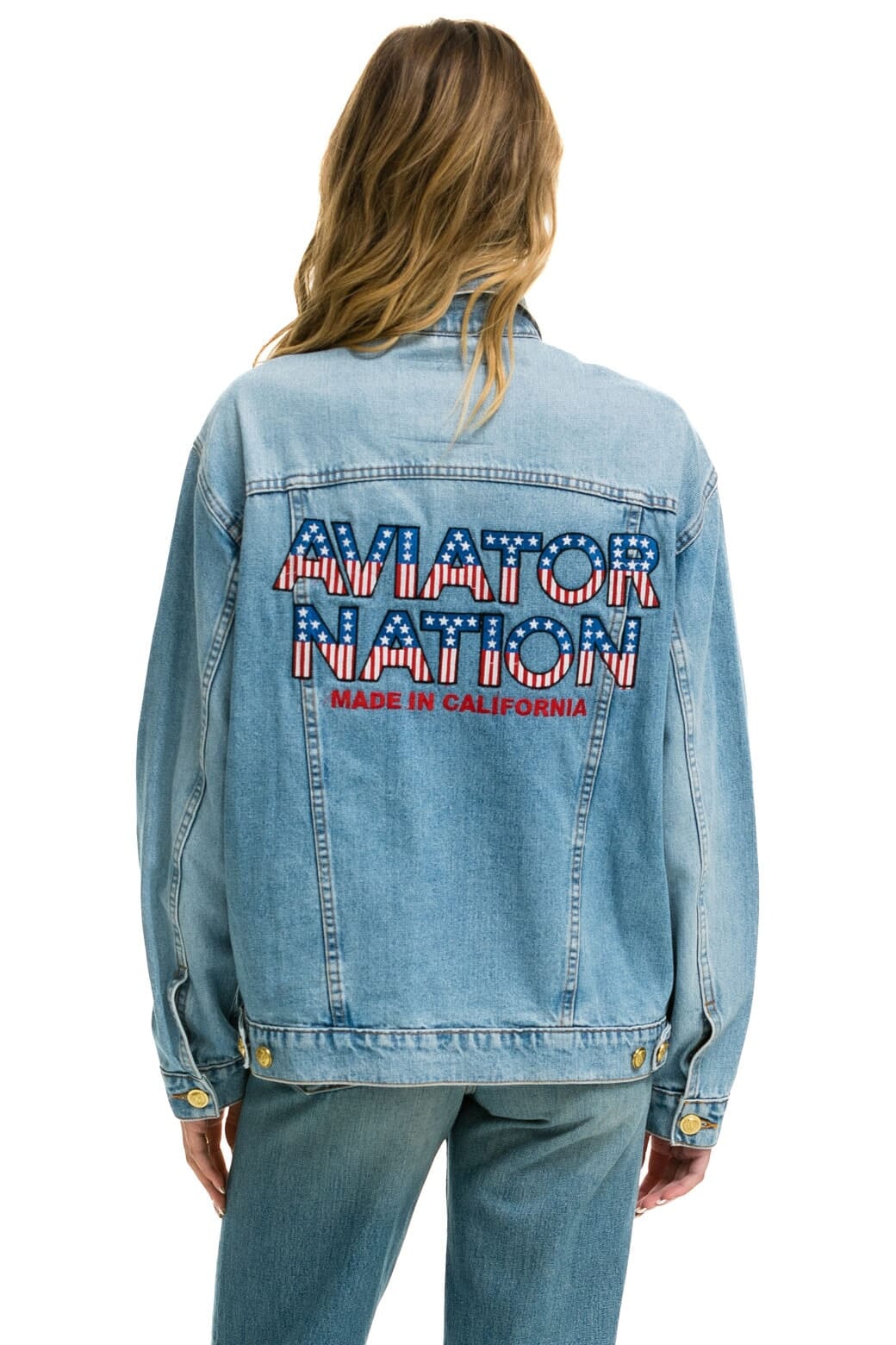 Retro AVIATOR NATION OVERSIZED CONCERT DENIM JACKET - SUPER LIGHT