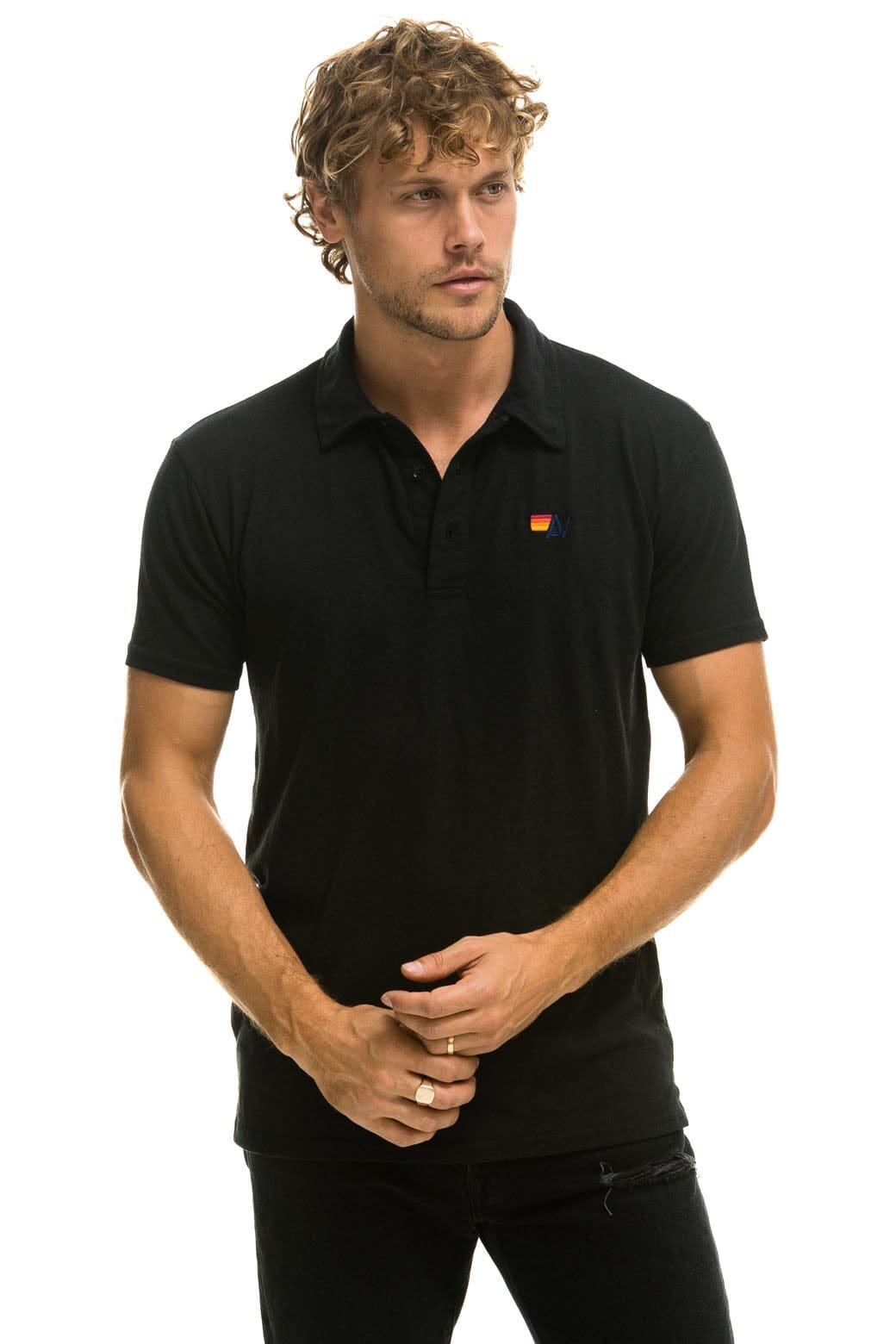 Retro AVIATOR NATION POLO - BLACK