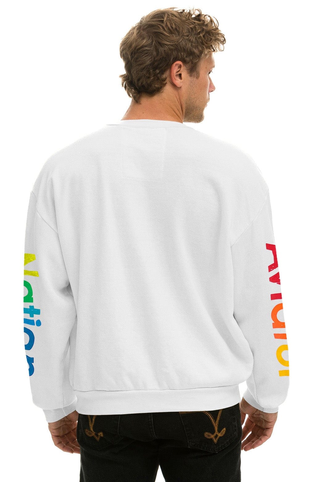 Retro AVIATOR NATION RELAXED VENICE CREW SWEATSHIRT - WHITE