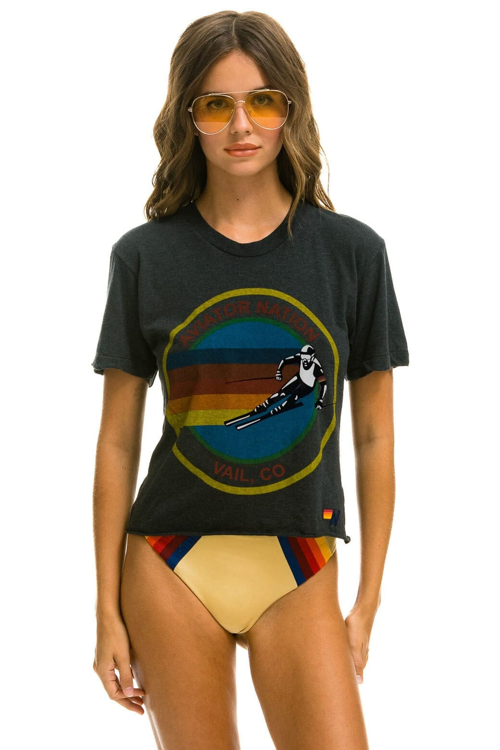 Retro AVIATOR NATION VAIL BOYFRIEND TEE - CHARCOAL